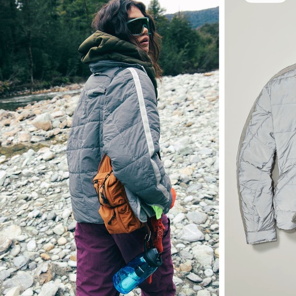 FP Movement by Free People Reflective Silver Puffer Jacket small - Picture 5 of 16